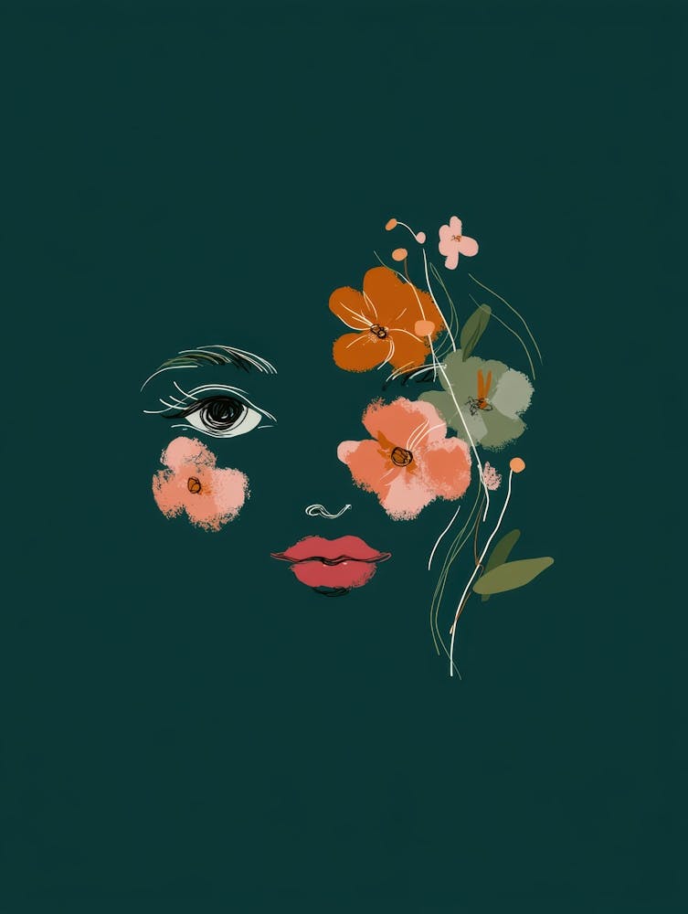 Portrait Of A Woman With Flowers 44