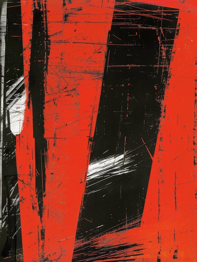 Abstract Painting, Red And Black 3