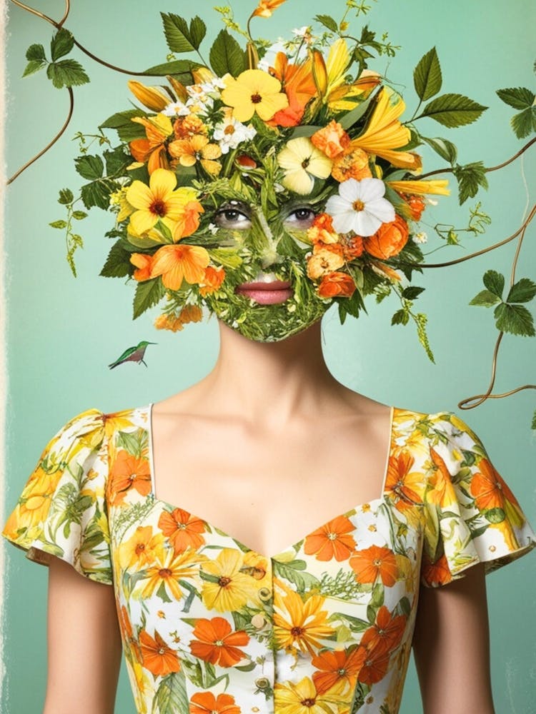 Woman With Flowers On Her Face 1