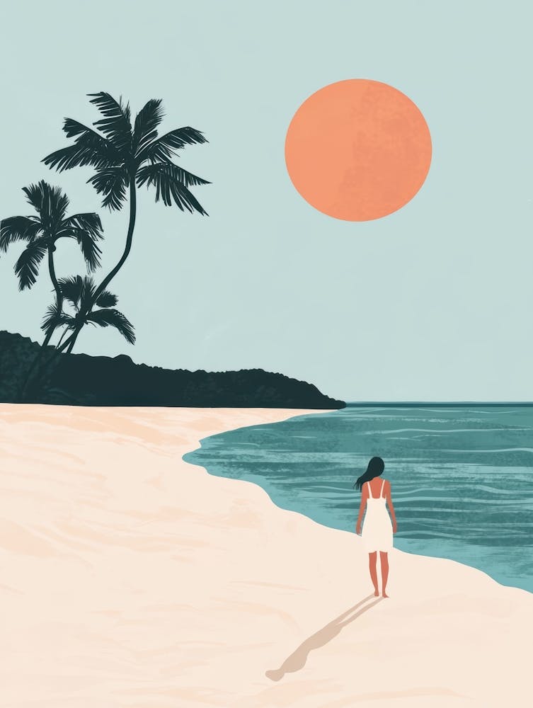 Femme marchant sur la plage 1