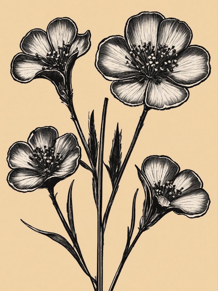 Black And White Flowers