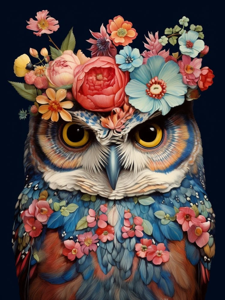 Bird With A Flower Crown Owl 3