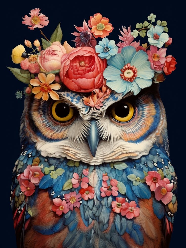 Bird With A Flower Crown Owl 3