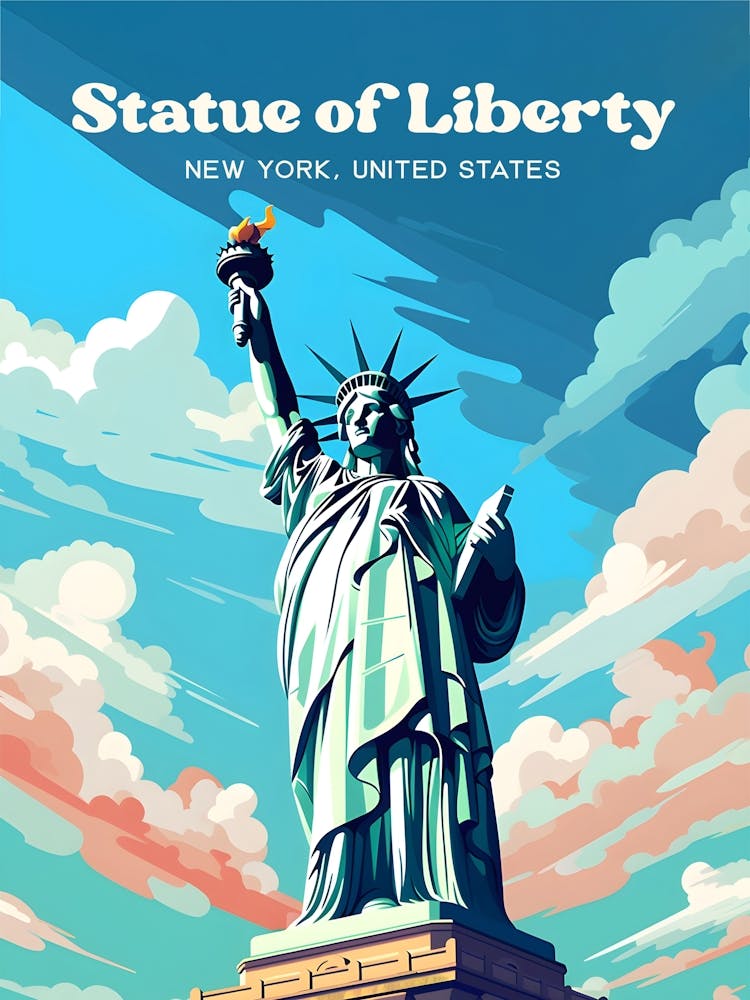 Statue of Liberty New York Sculpture Modern Travel Art