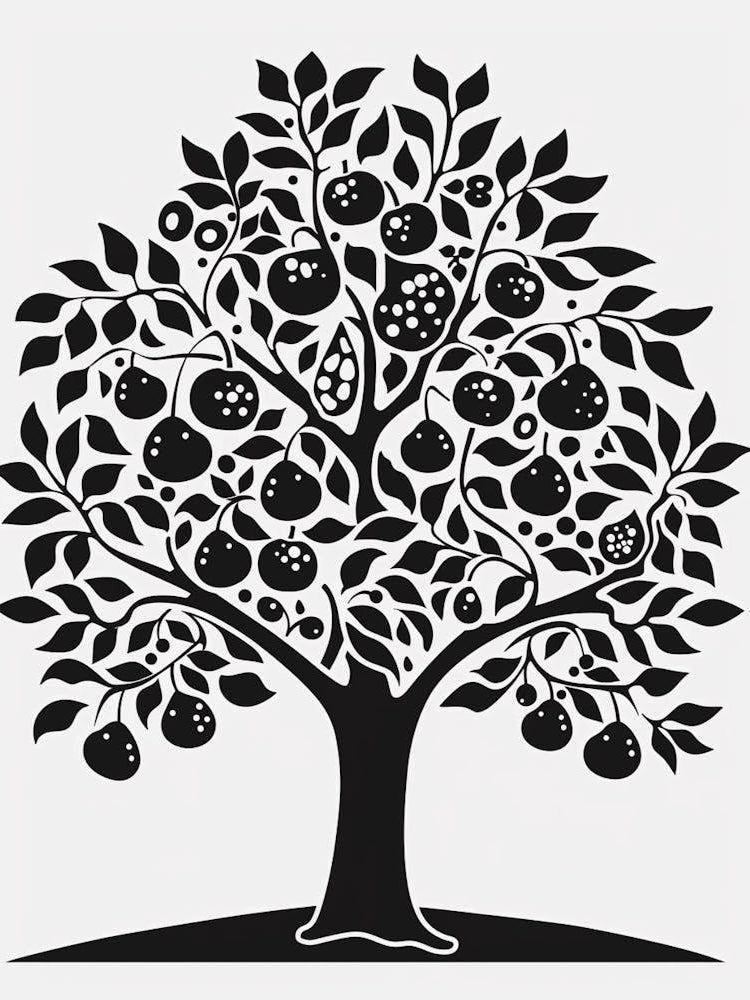 Pear Tree Simple Geometric Nature Stencil 4