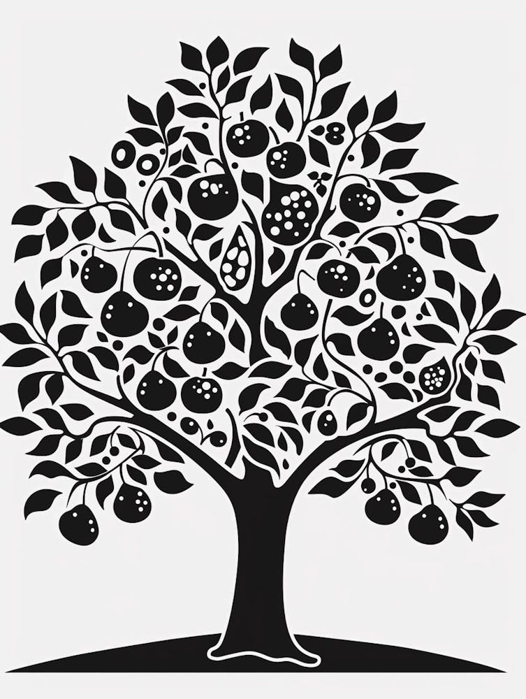 Pear Tree Simple Geometric Nature Stencil 4