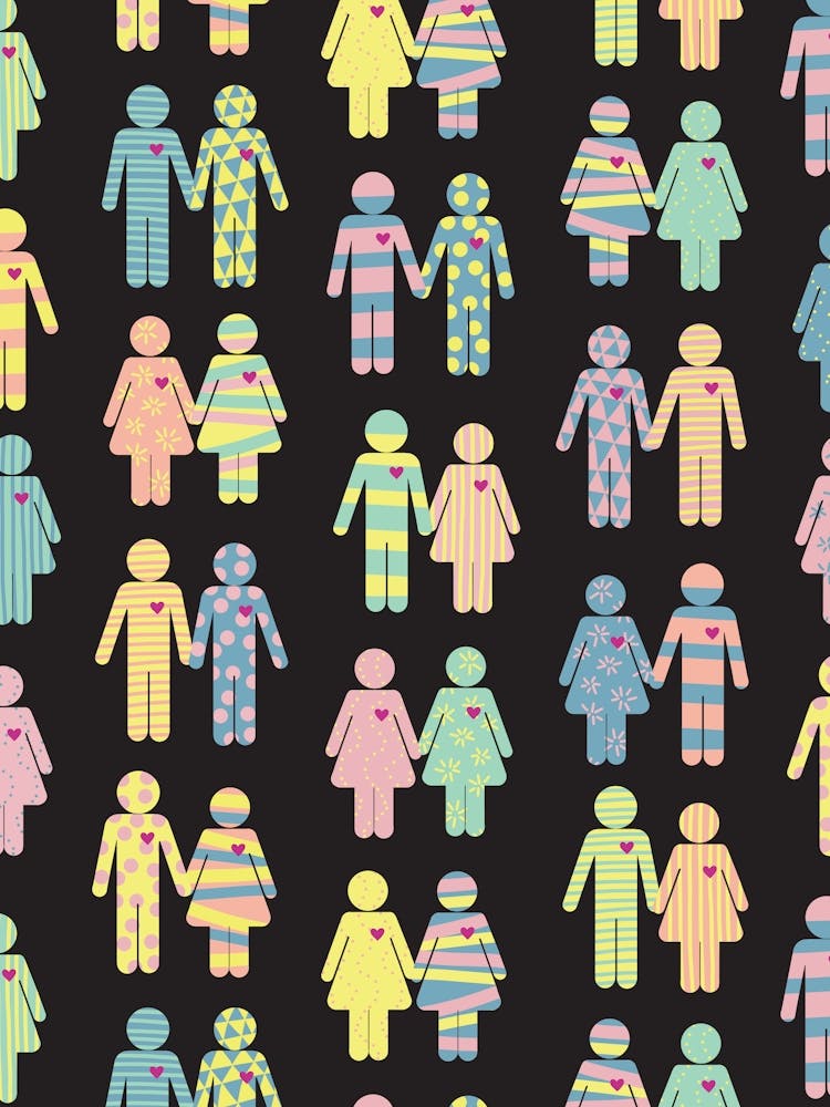 One Love on Black - Pastel Rainbow Couples in Love Pride