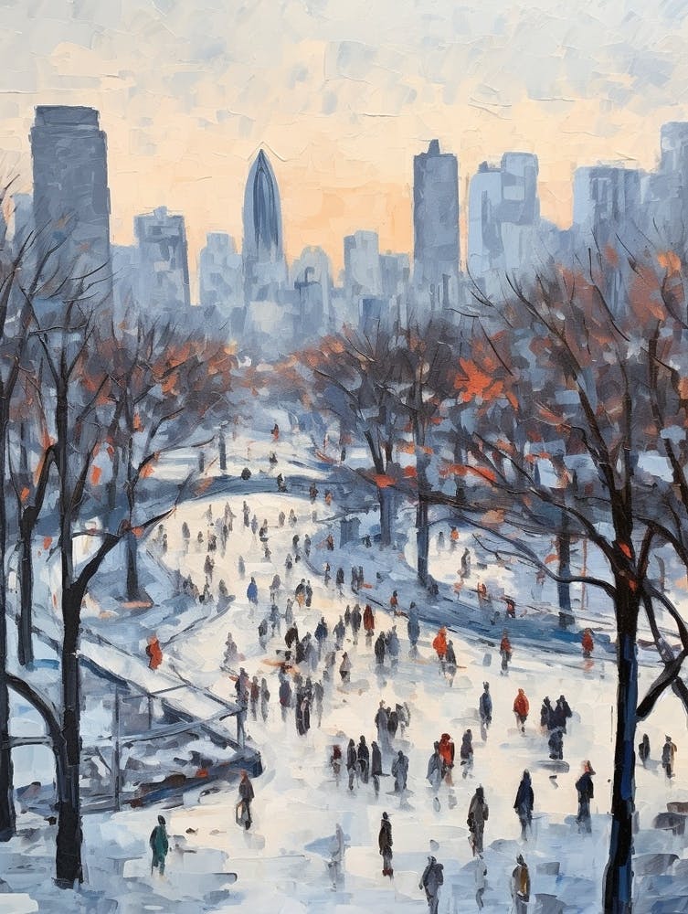 Winter City Park Painting Millennium Park Chicago 2
