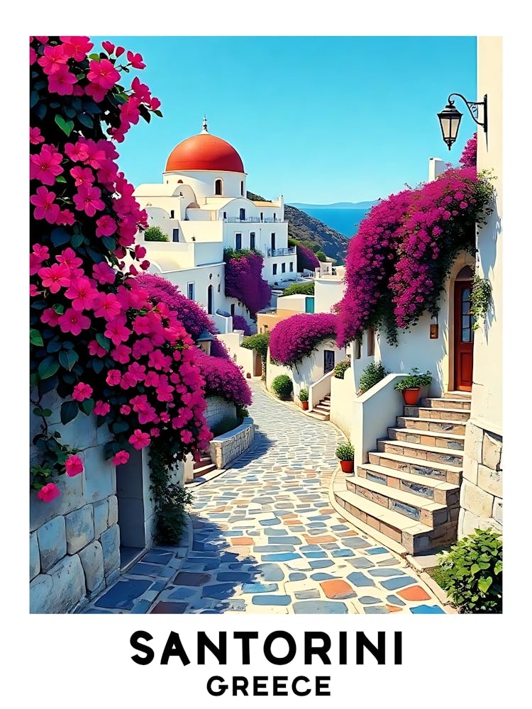 Santorini - Greece Vintage Travel Poster 29