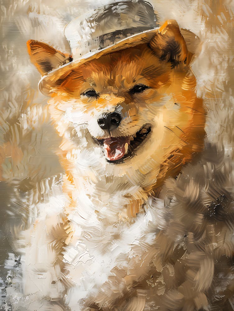 Oil Painting Smiling Shiba Inu 15