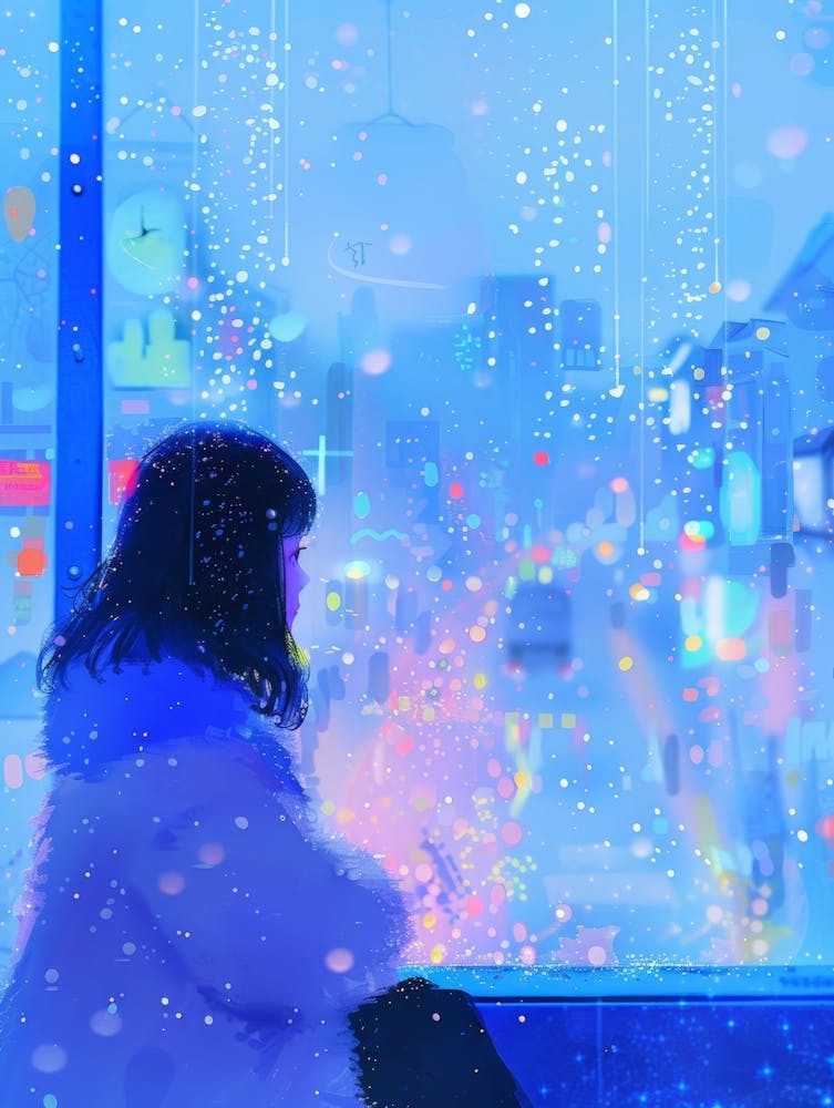 Girl Looking Out Of A Window