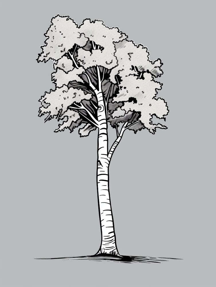 Birch Tree Minimalistic Drawing 3