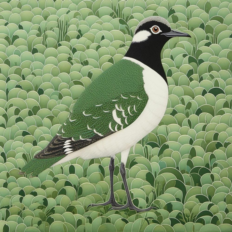 Ohara Koson Inspired Bird Painting Lapwing 2 Square
