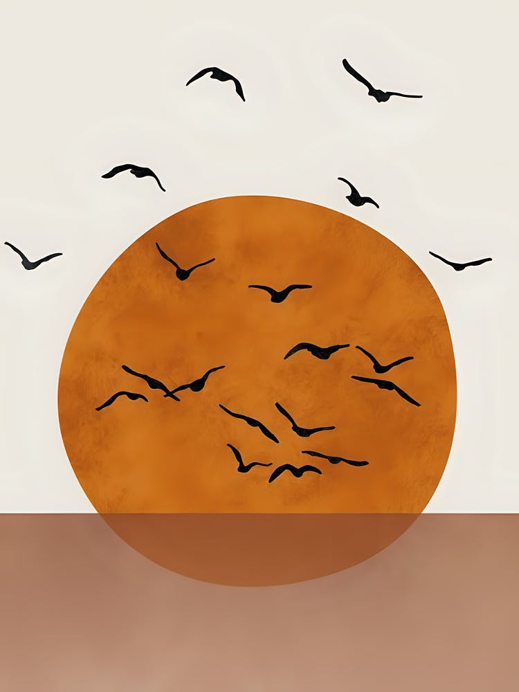 Sunset With Birds