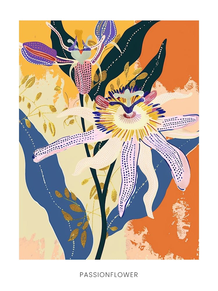 Colourful Flower Illustration Poster Passionflower 4