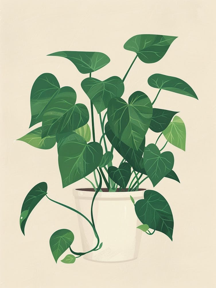 Pothos Plant Minimalist Illustration 1