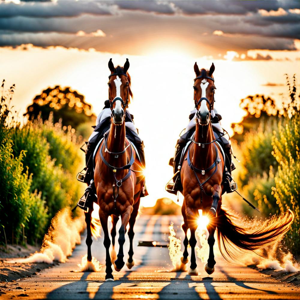 Horses In The Sunset