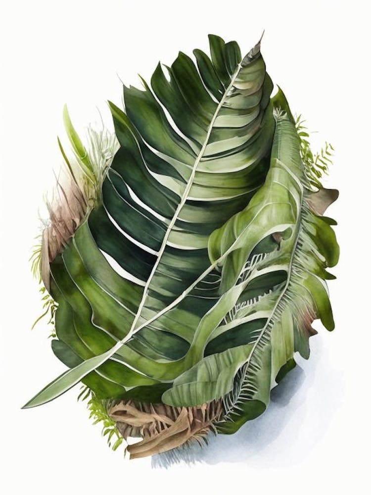 Bird S Nest Fern Watercolour