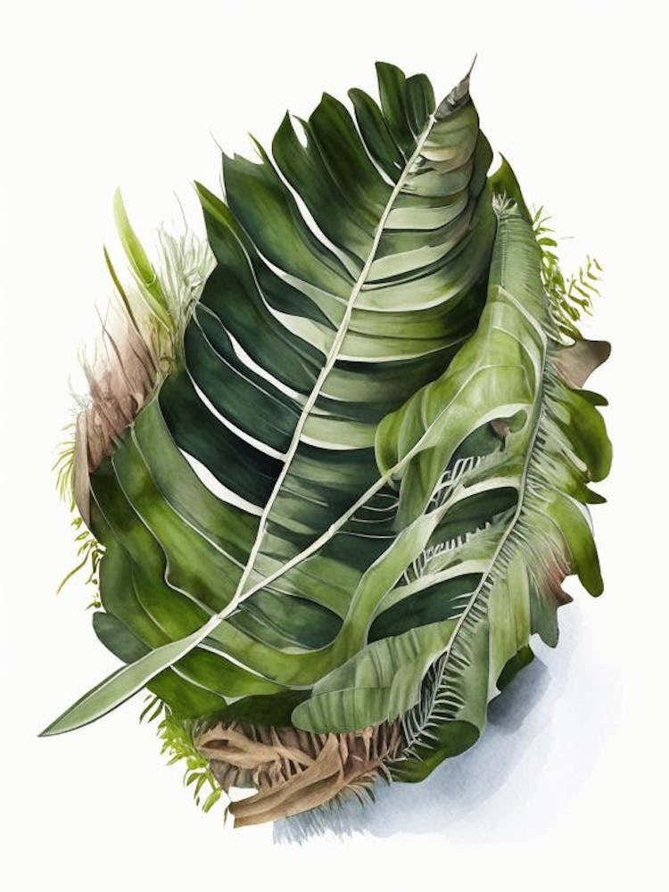 Bird S Nest Fern Watercolour