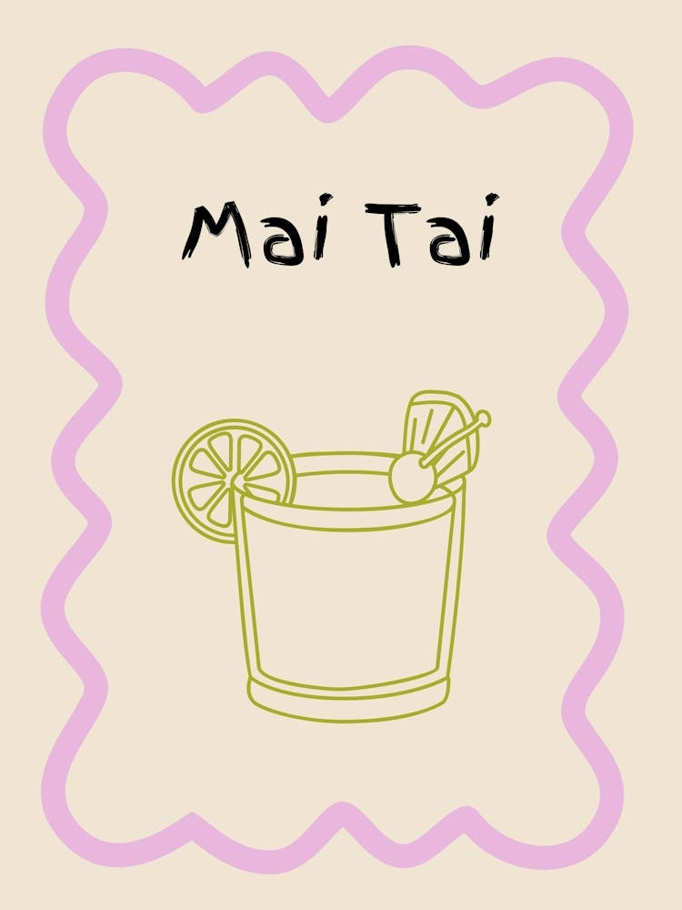 Mai Tai Doodle Poster Lilac & Green