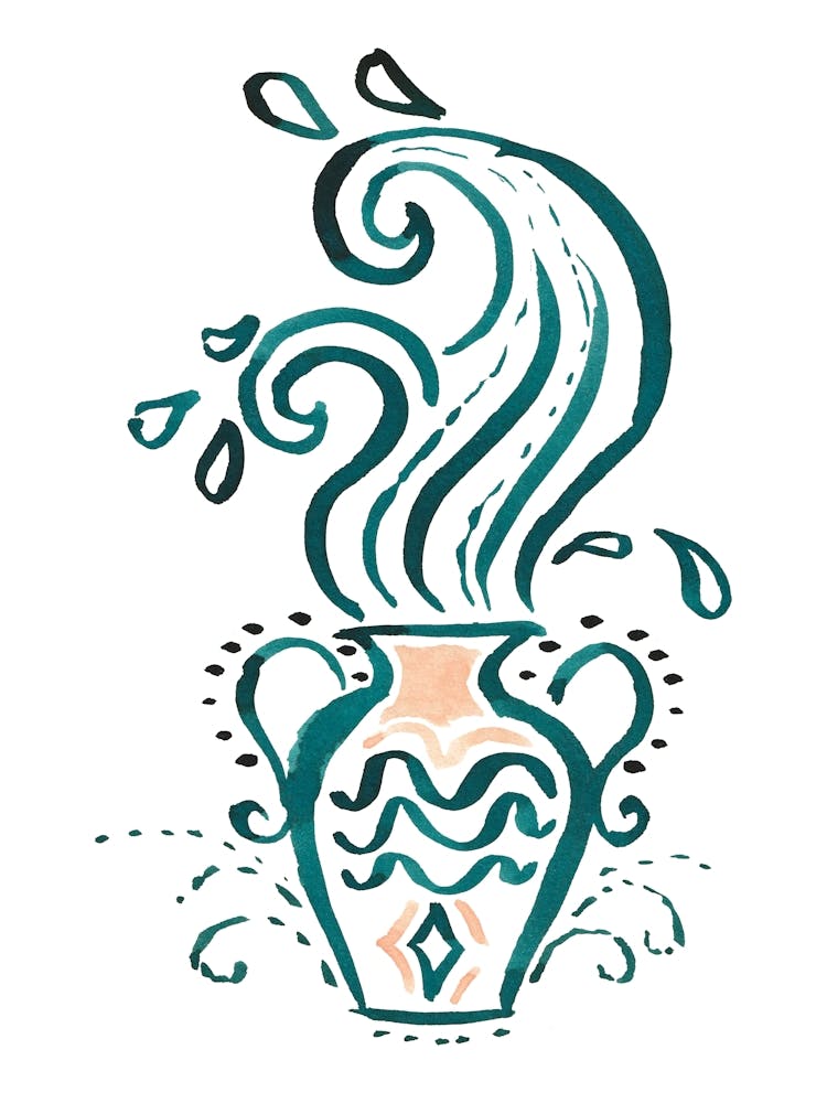 Aquarius , Zodiac , hand-painted