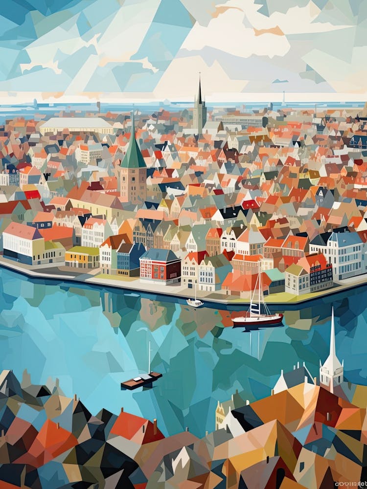 Copenhagen, Denmark, Geometric Illustration 4