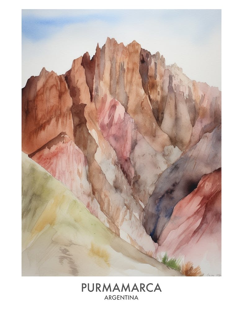Purmamarca 2 Watercolour Travel Poster
