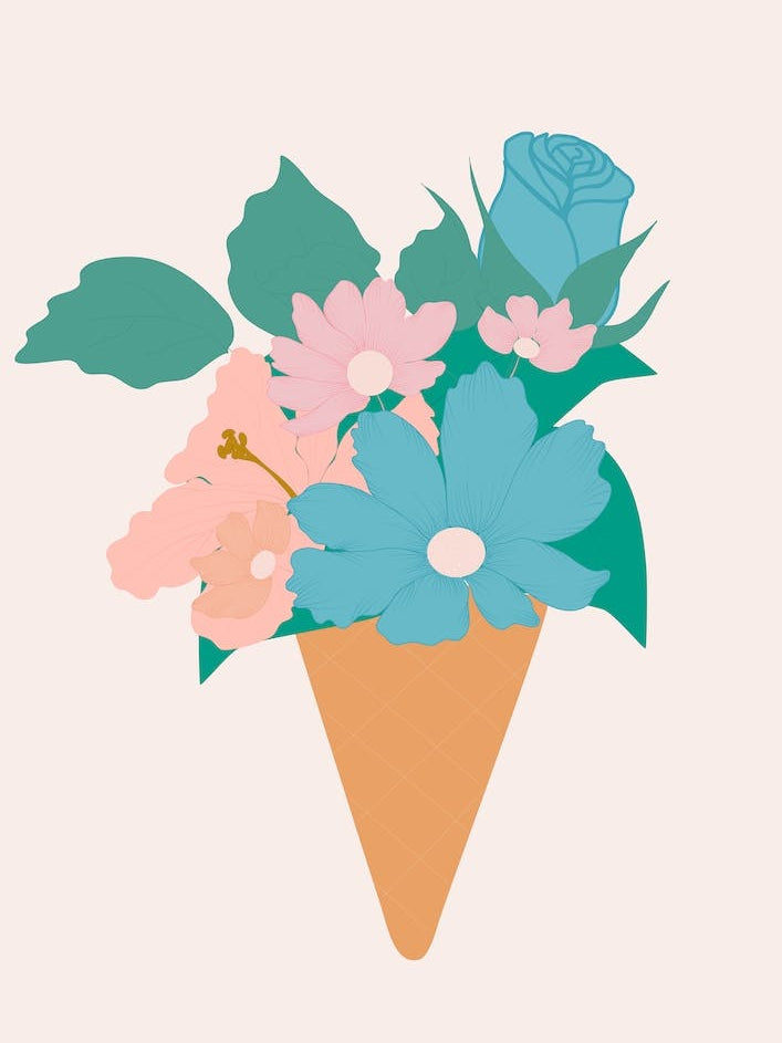 Blue And Pink Ice Cream Flower