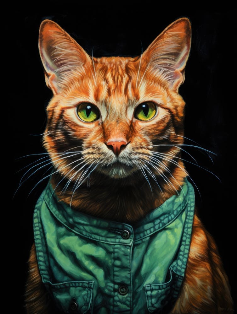 Cat In Green Jacket