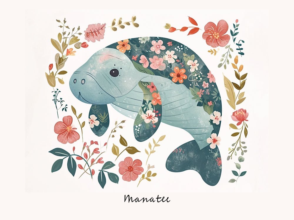 Little Floral Manatee 3 Poster