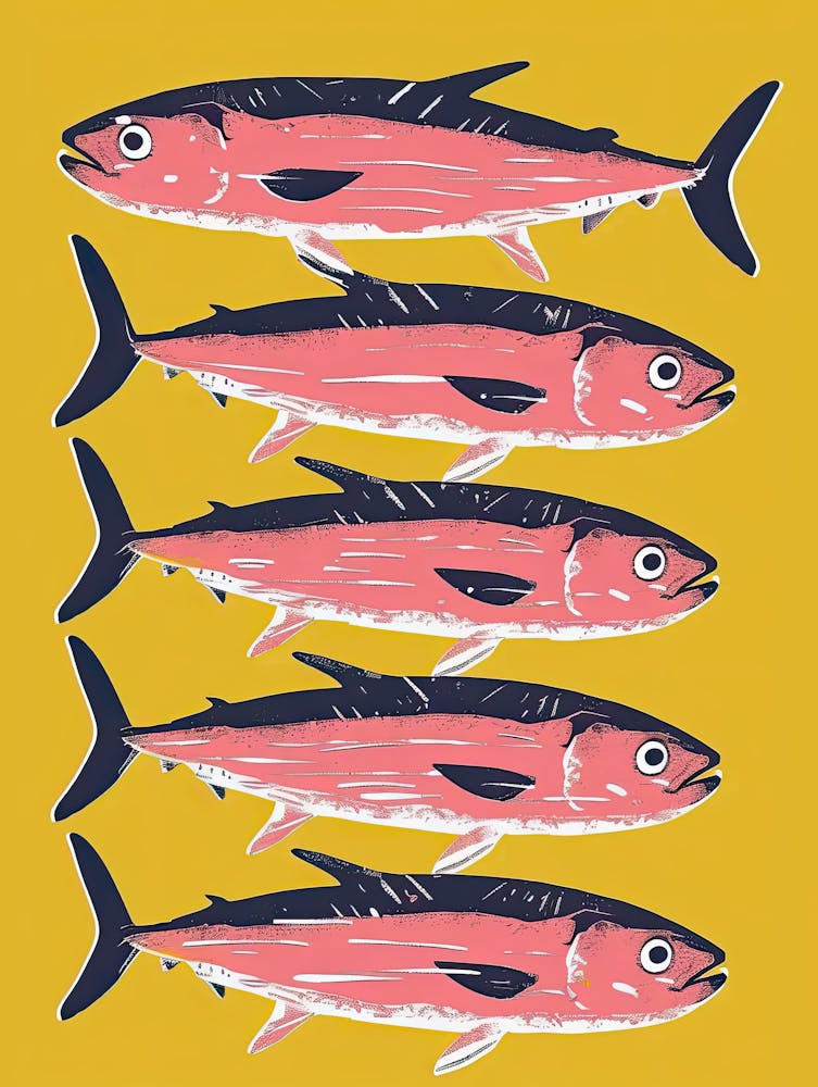 Red Fins Blue Waters Fish Poster