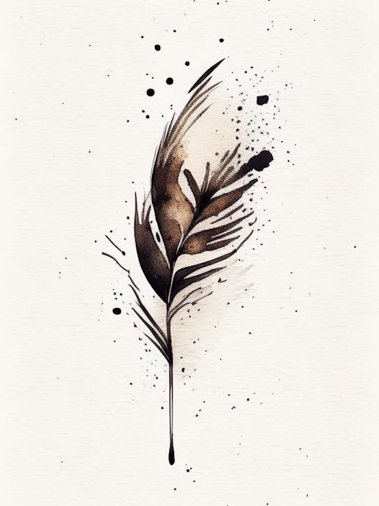 Quill And Ink Symbol Minimal Watercolour