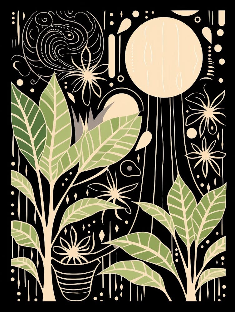 B&W Plant Illustration Monstera Thai Constellation 3