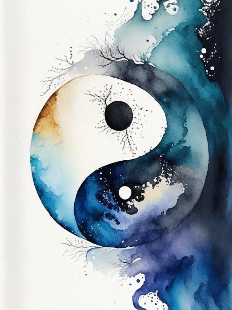 Repeat Yin And Yang Watercolour
