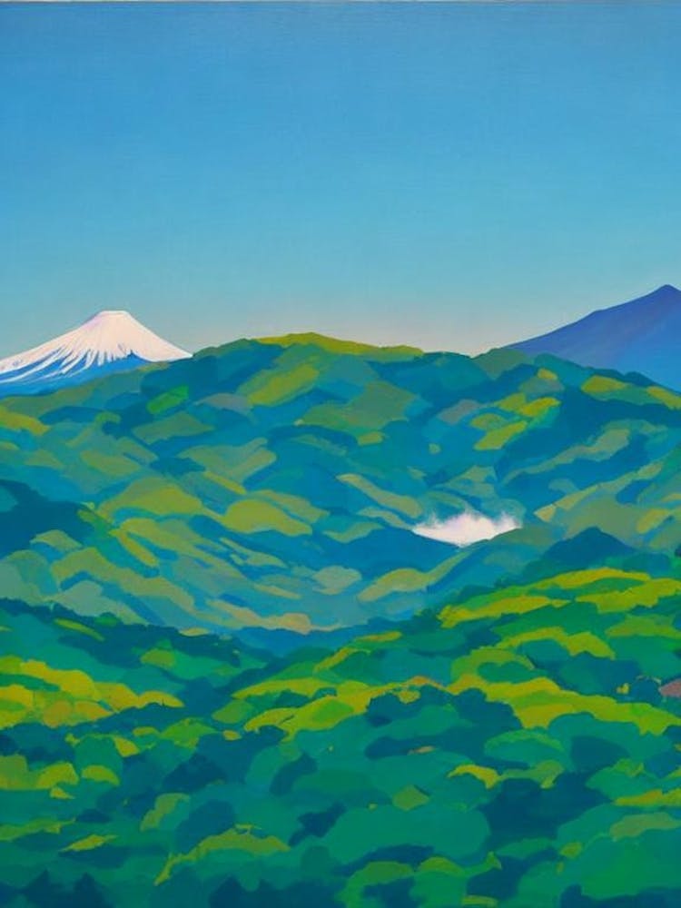 Fuji Hakone Izu National Park Japan Blue Oil Painting 2