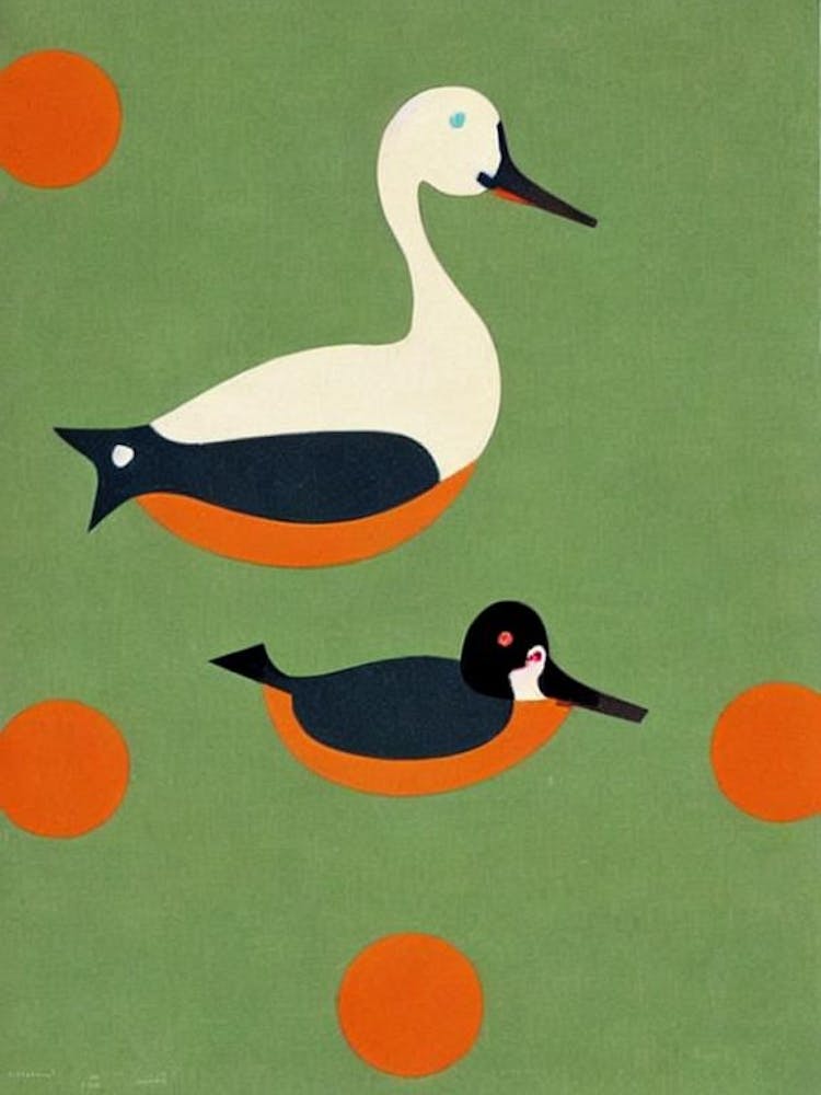 Bufflehead Midcentury Illustration Bird