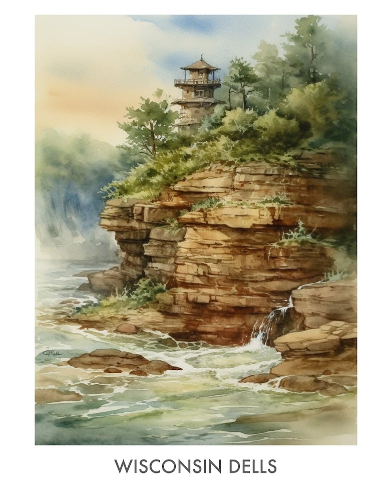 Wisconsin Dells Watercolor 1travel Poster