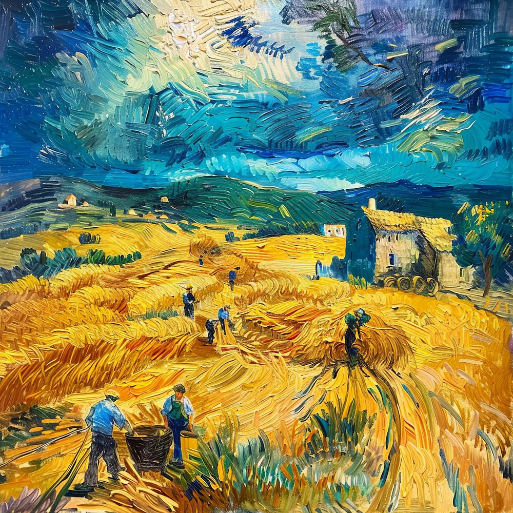 Van Gogh Stil: Die Weizendrescher-Serie.