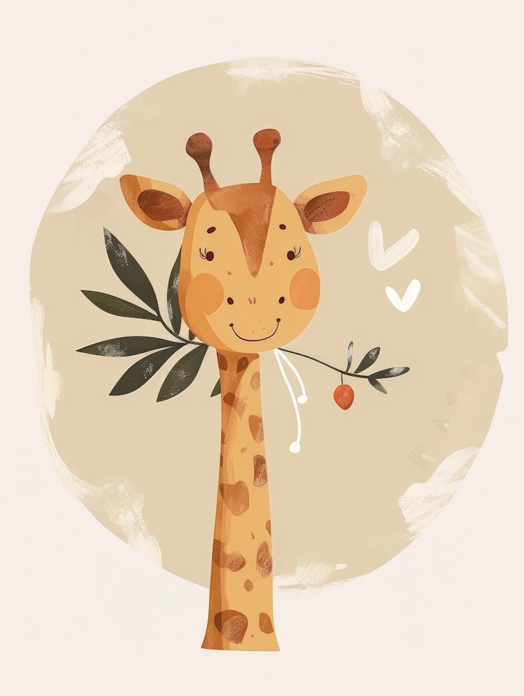 Giraffe With Leaves