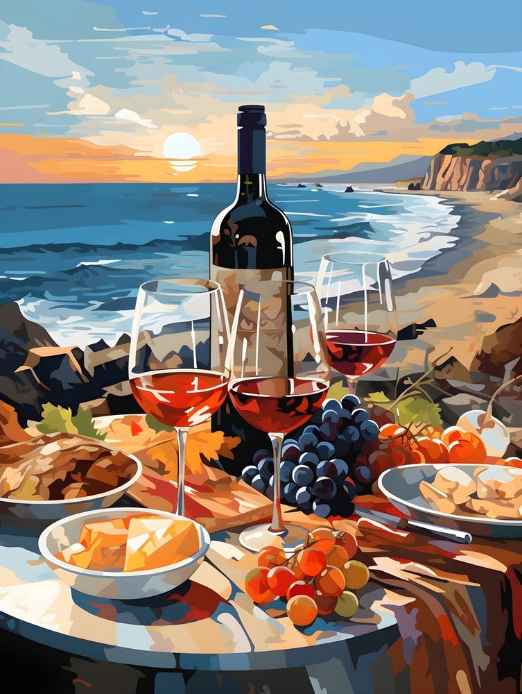 Wine And Cheese On The Beach