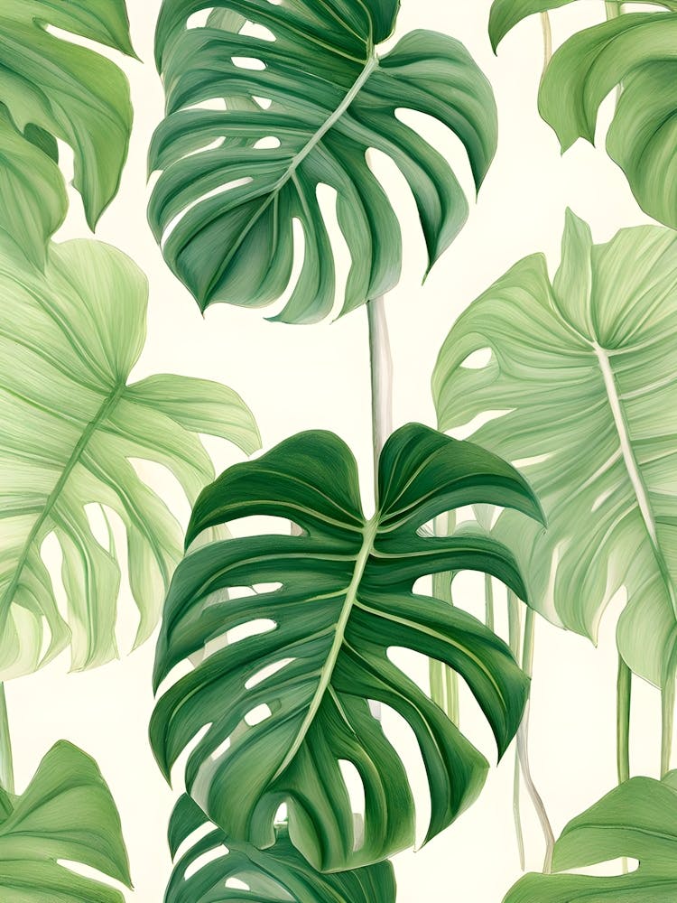 Monstera Leaves Seamless Pattern 2