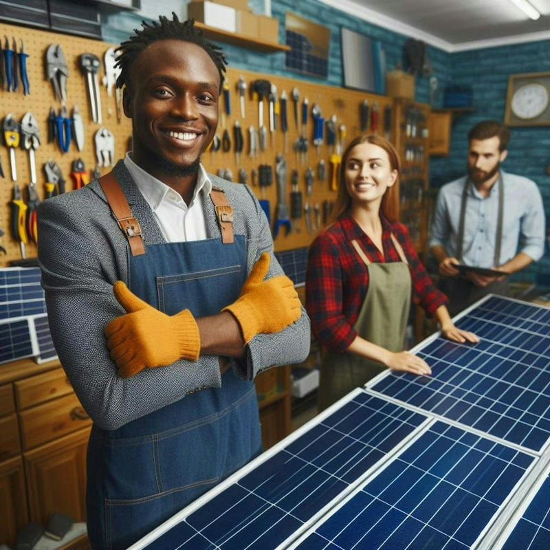 Solar Panel Installers In A Workshop