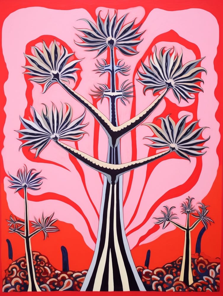 Illustration de Plante Rose et Rouge Dragonnier de Madagascar 1