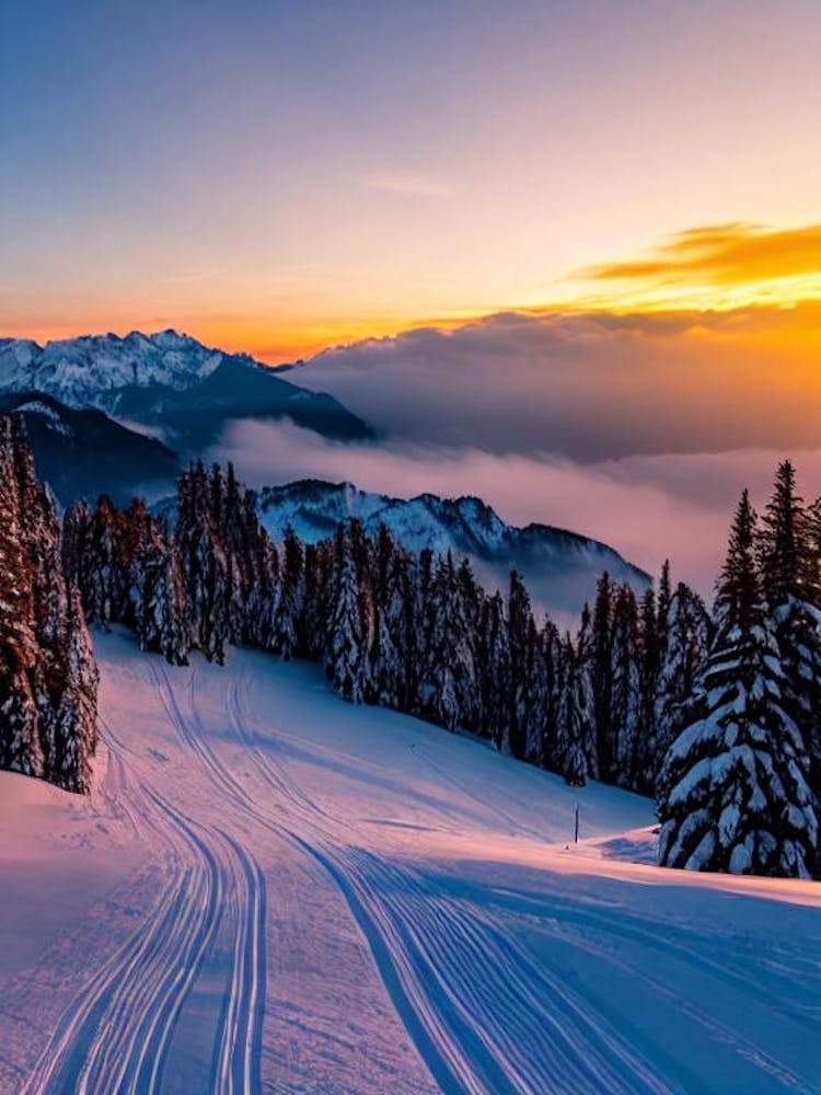 Garmisch Partenkirchen, Germany Sunrise Skiing Poster