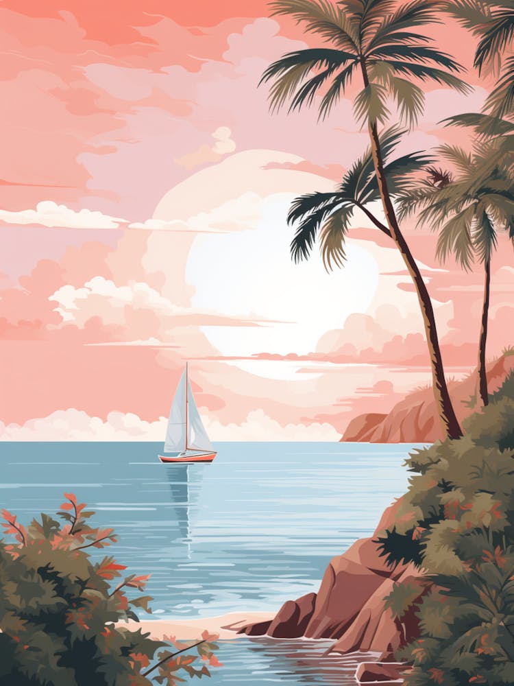 A Pretty Illustration Showcasing A Sailboat And The Ocean 3
