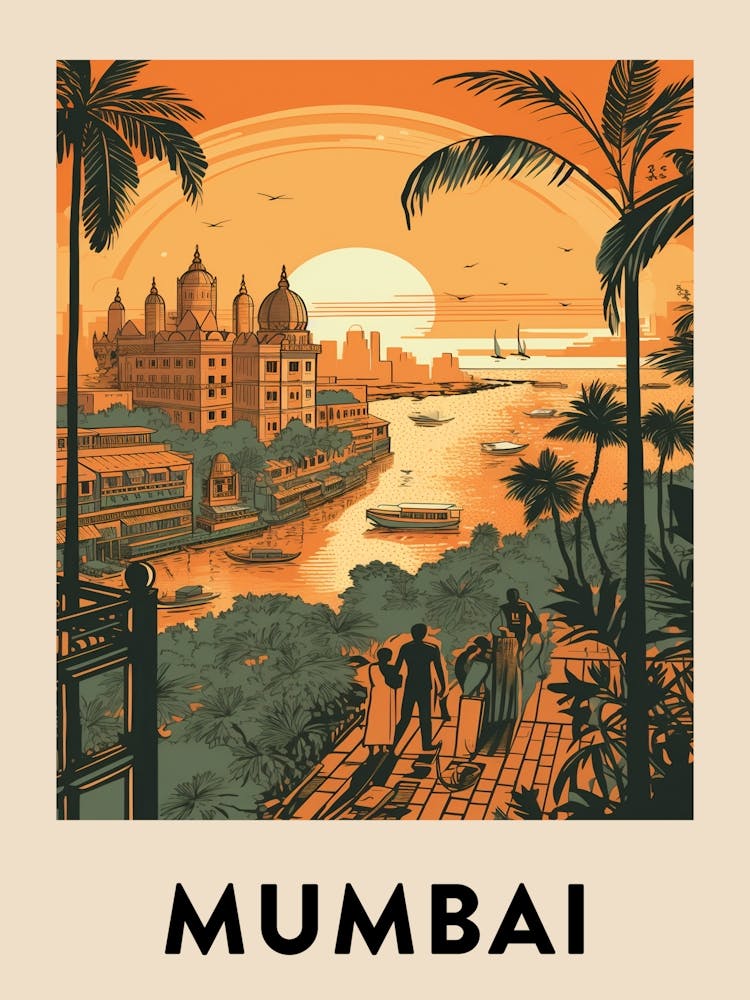 Mumbai 3 Vintage-Reiseposter
