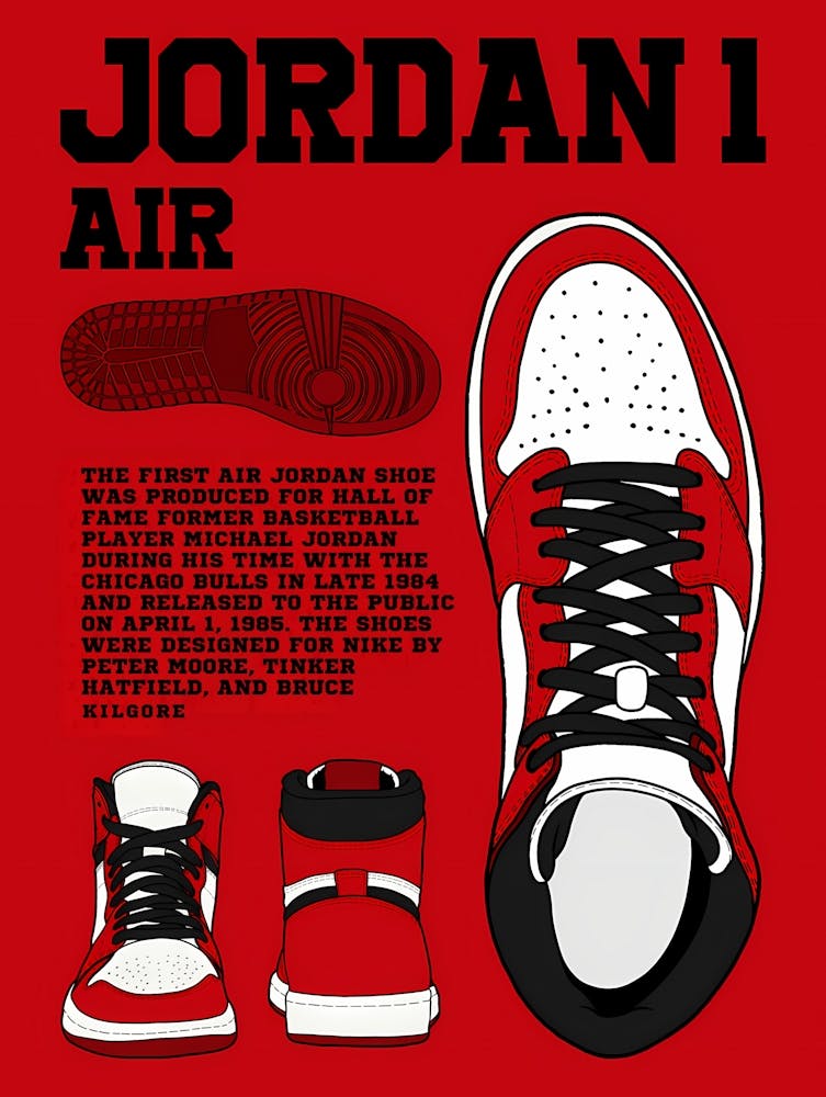 Jordan 1 Air - Air Jordan 1 History - Jordan 1 Chicago Sneaker-Kunst