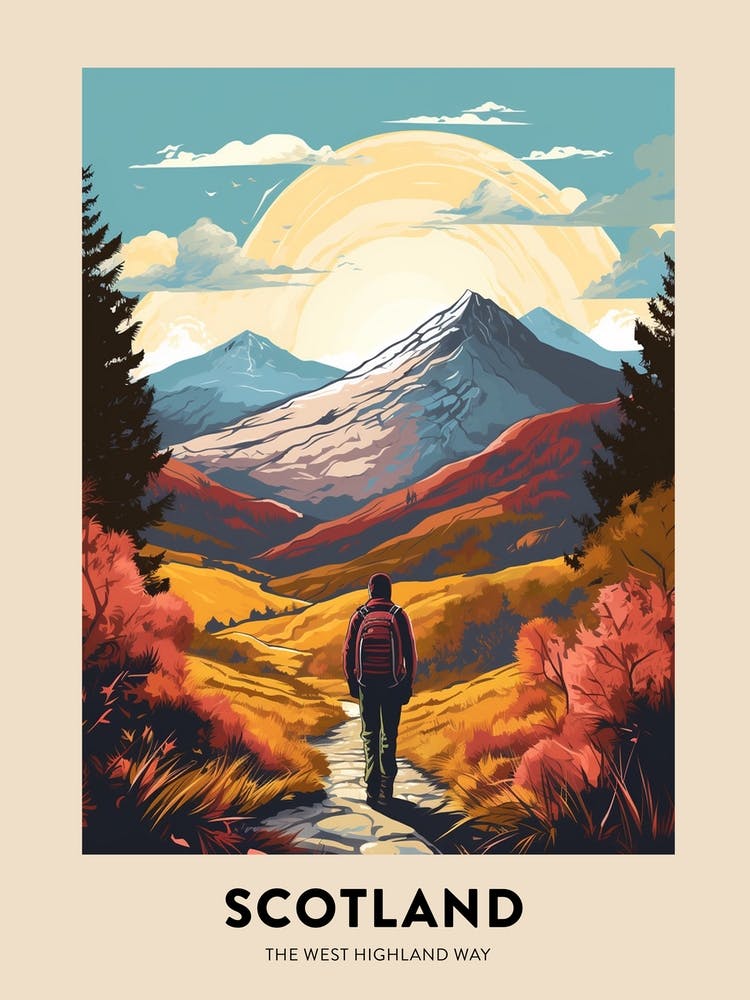 The West Highland Way Scotland 2 Vintage Hiking Travel Poster