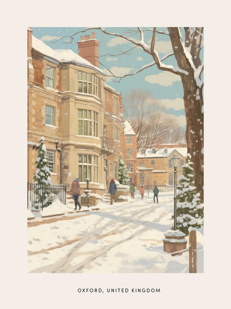 Vintage Winter Poster Oxford United Kingdom 4