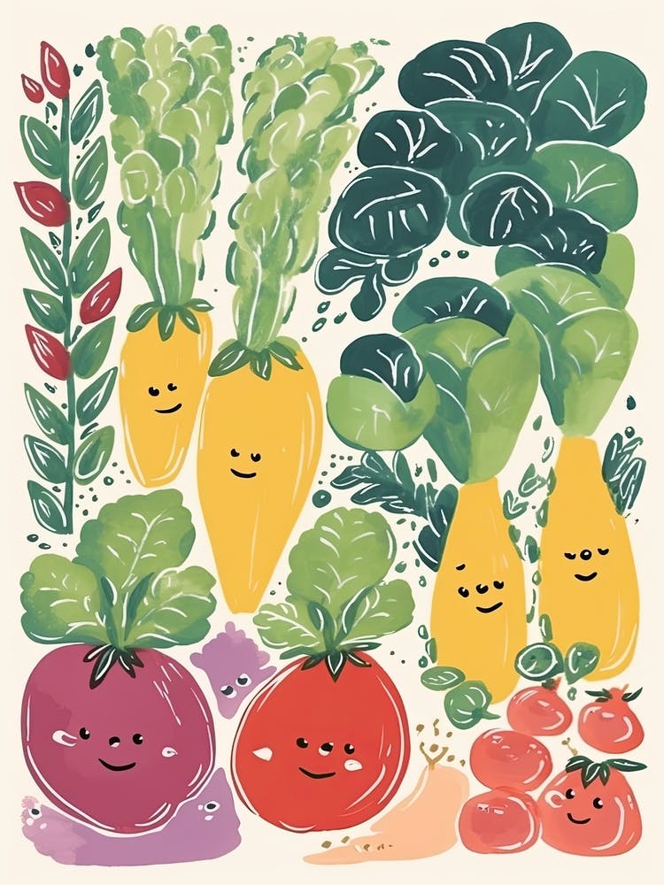 Cute Kawaii Group Of Vegetables 4